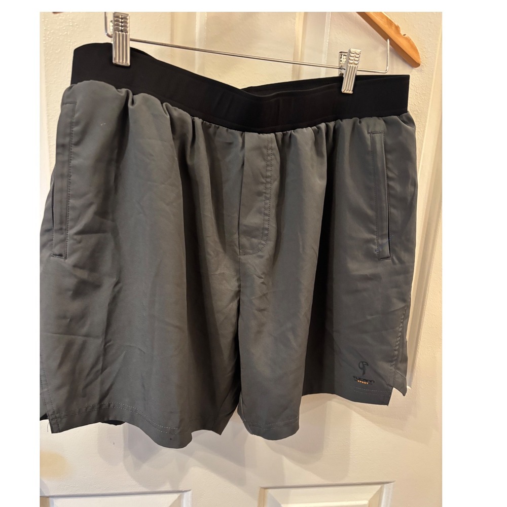 Tucann Sport Mens Athletic Shorts Gray Zipper Pockets 2XL